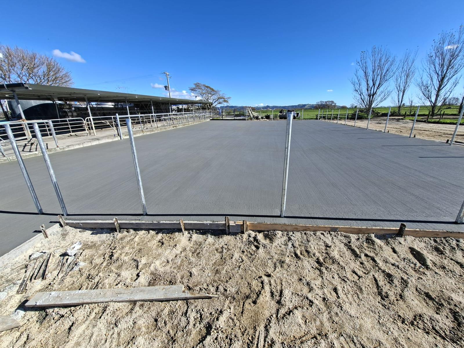 Finished concrete farm pad surface in Paengaroa