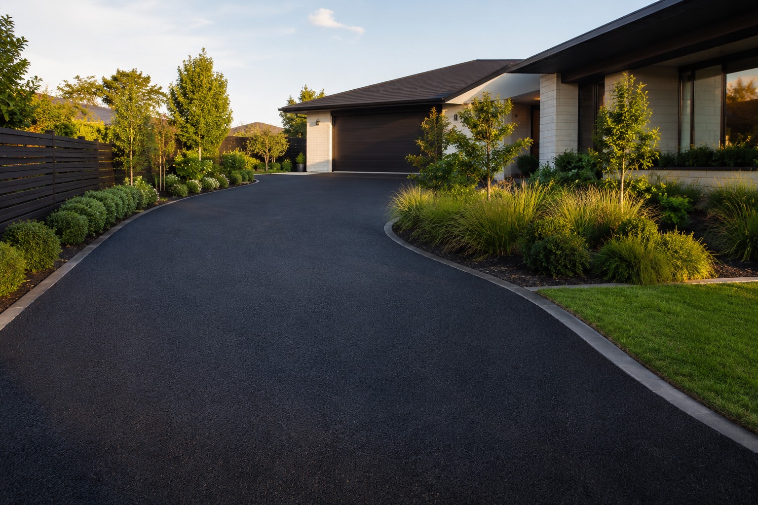 Fresh asphalt driveway surface