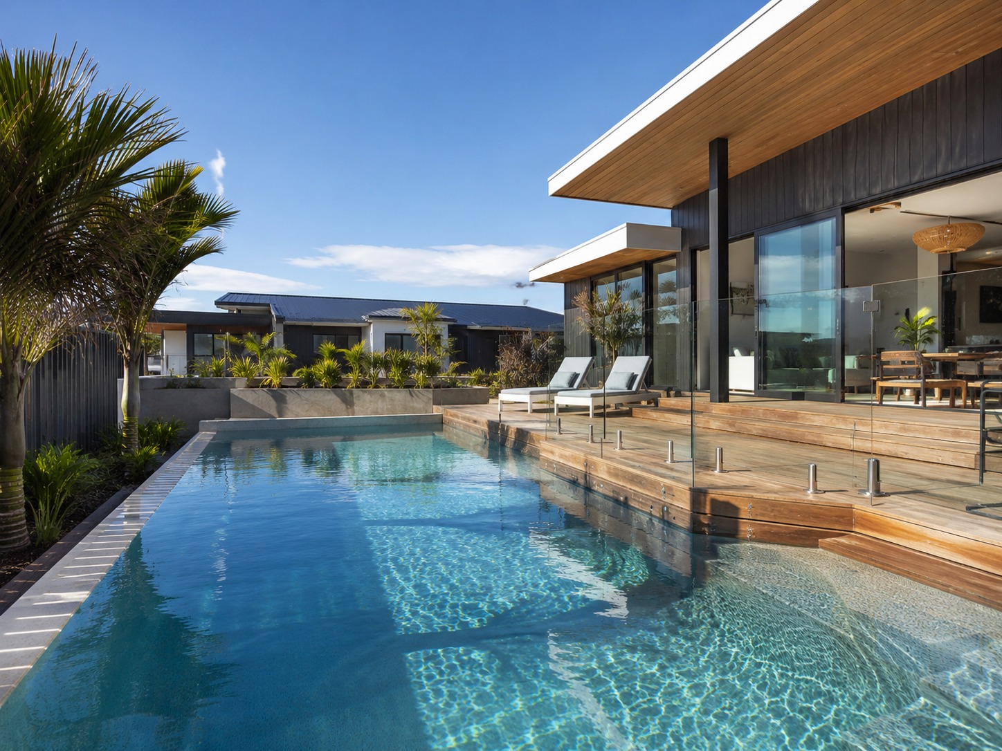 concrete pool area finish detail in Tauranga