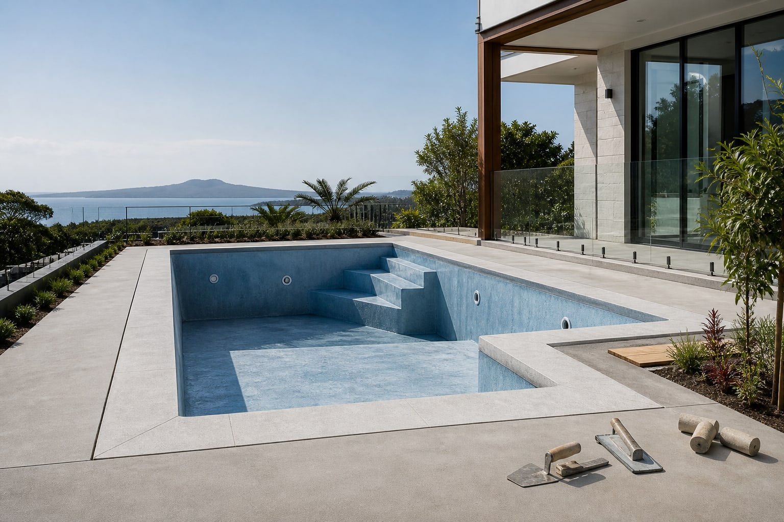 Concrete pool surround and outdoor construction